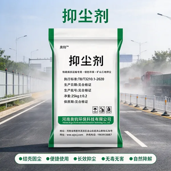 鹤壁奥钧结壳型扬尘抑制剂1:100 粉状速溶抑尘剂,矿山渣土料场建筑工地裸土喷洒长效防尘剂