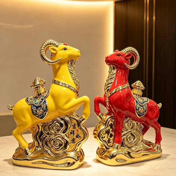 景德镇陶瓷酒瓶3斤装密封酒壶酒坛子带礼盒羊年高档存酒装饰摆件