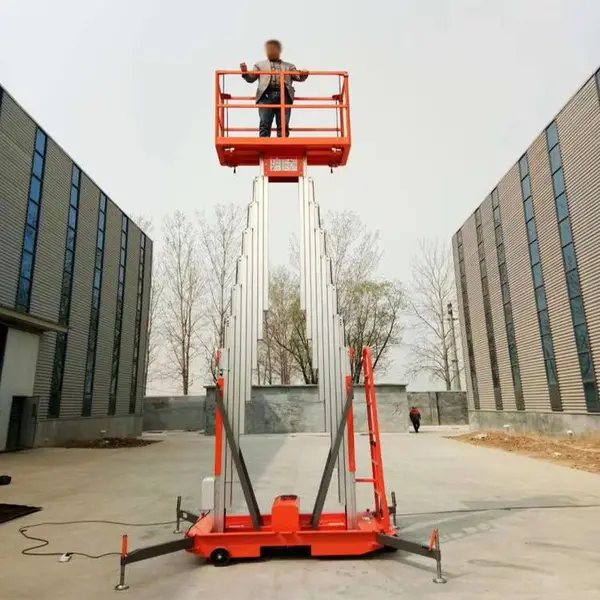 四轮移动式升降平台 桅柱式高空作业车 桅柱式高空载人升降台
