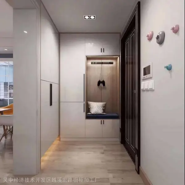 苏州吴江全屋定制工厂 HL-XG001 现代简约风格玄关 宏路全屋定制