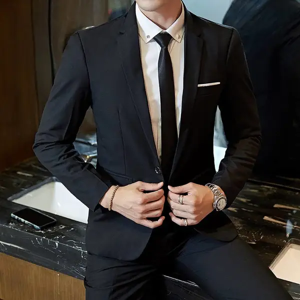 男士西服商务春秋韩版修身青年礼服单套上衣小西装男外套职业装