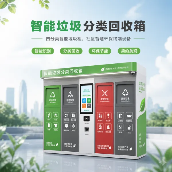 智能四分类垃圾分类回收箱 小区社区扫码投放垃圾柜 环保回收设备