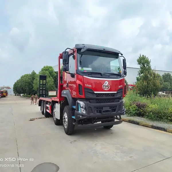 柳汽H5前四后八 国六东风平板车 可拉485挖机运输车