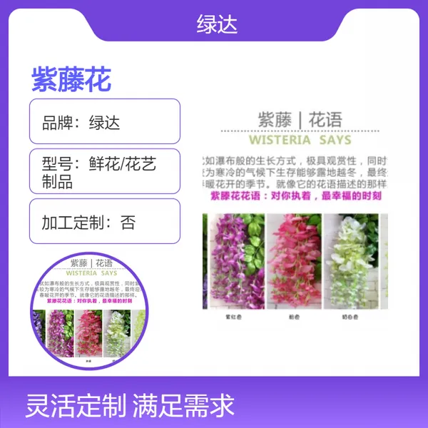 仿真塑料鲜花/花艺制品紫藤花室内客厅阳台壁挂配花草背景花墙