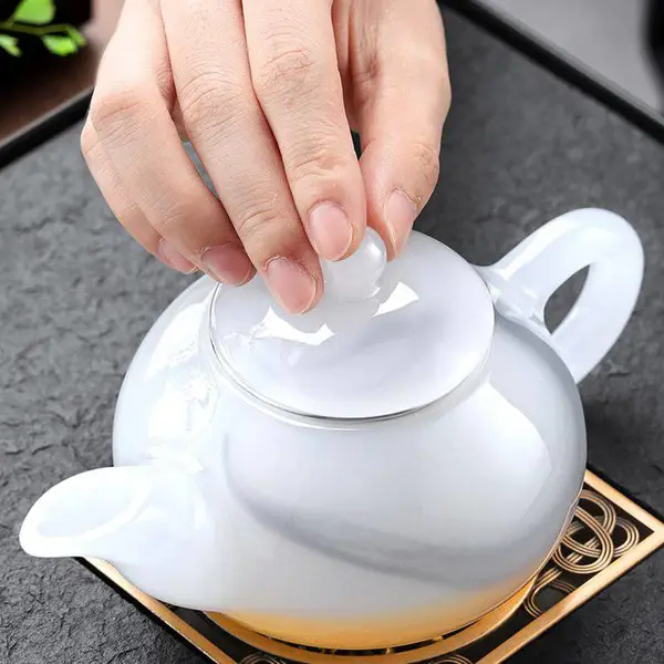 琉璃功夫茶具套装家用茶杯轻奢客厅办公室用高端会客***白玉茶壶