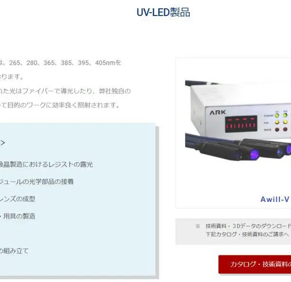 日本ARK UV-LED产品Awill-V/UV-Lamp光源AT250S/白色LED制品