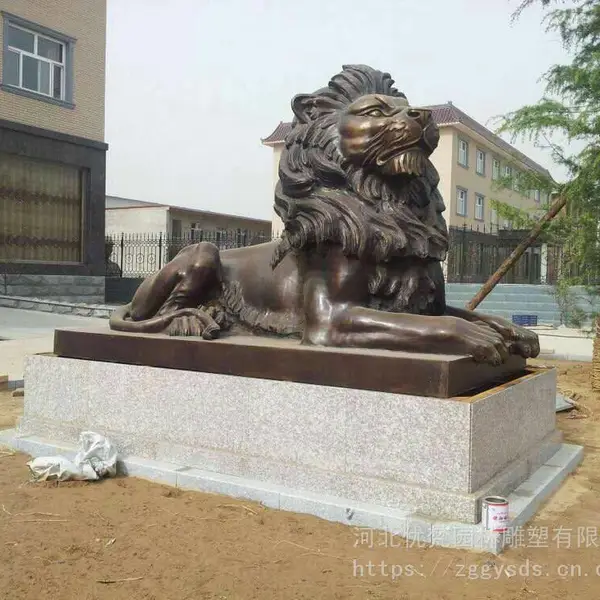 铸铜仿铜汇丰狮子动物雕塑定做大型狮子玻璃钢树脂仿铜雕塑摆件