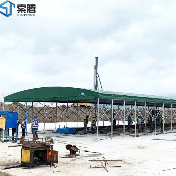 东莞寮步 仓库遮阳雨蓬 移动推拉雨棚 停车伸缩帐篷 幼儿园接送 STLB-06