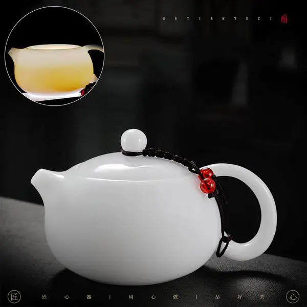 定制琉璃玉茶杯 玉石高端冰种玉瓷泡壶 家用茶盏 定做茶功夫茶具