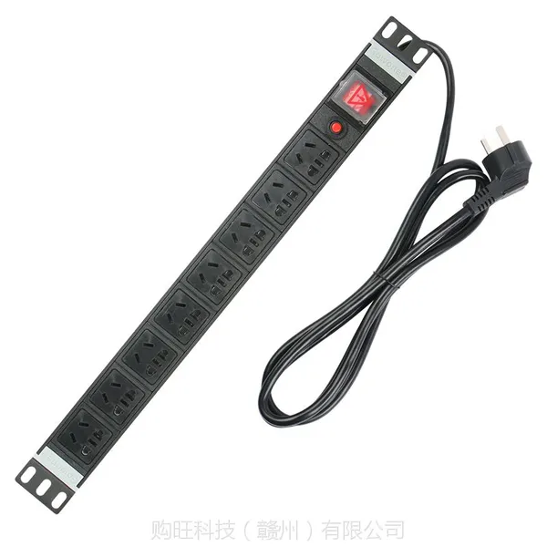Gowone 购旺 PDU机柜插座 工业插排 多用孔接线板 服务器电源分配单元 8位10A国标五孔