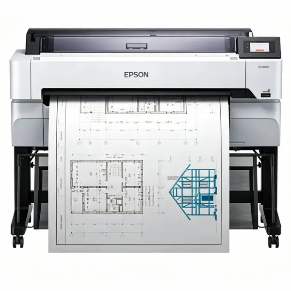 爱普生 SC-T5450 大幅面绘图仪 44 英寸 A0 工程 CAD 图纸打印机四色颜料蓝图海报机