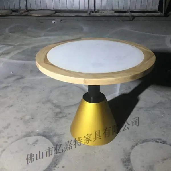 大理石白色台面圆桌亿嘉***应