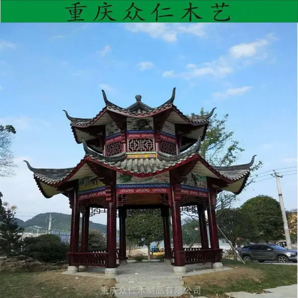 潼南户外防腐木凉亭 芬兰木仿古凉亭 家用现代亭子施工安装 众仁木艺