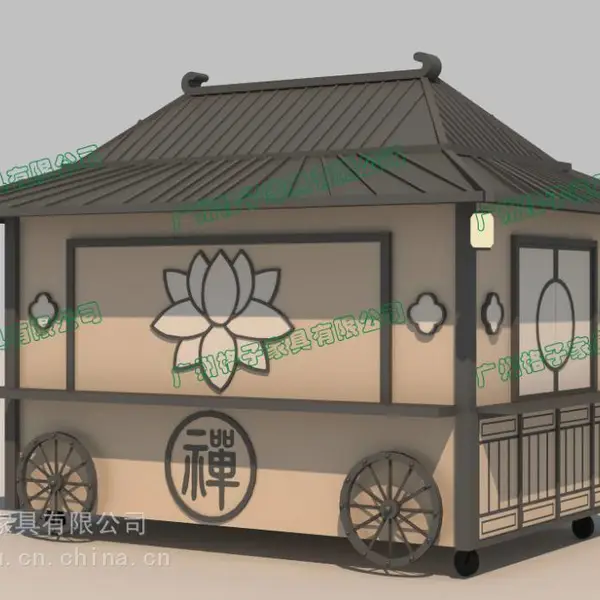 双层巴士小吃车夜市奶茶咖啡售卖屋景区餐饮商品花车复古国潮风售货亭摊位商铺