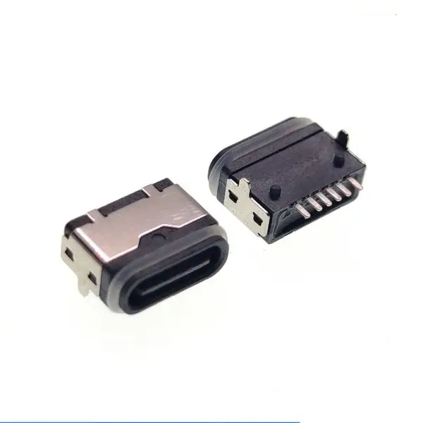 Type-C母座 6Pin板上USB3.1插座 两脚插板SMT IPX8防水单充电连接器