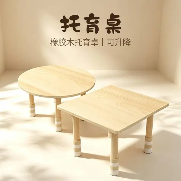 幼儿园托班橡胶木桌椅室内实木家具桌子椅子套装
