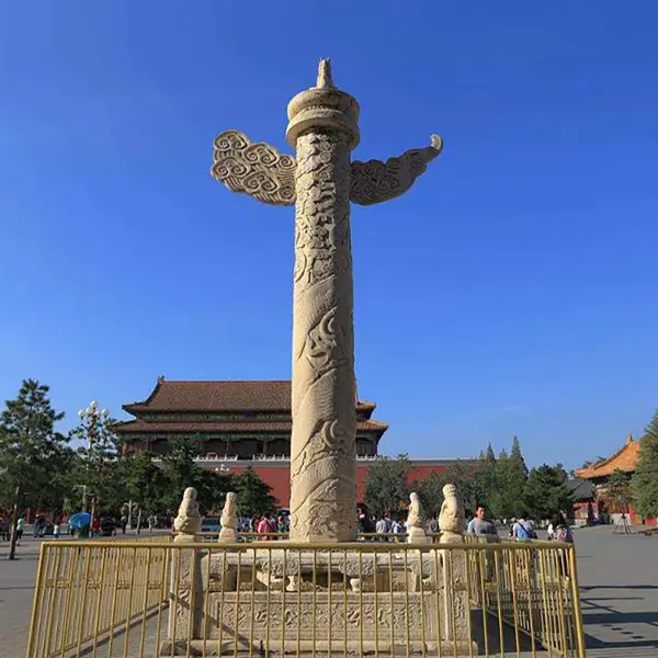 青石龙柱厂家批发 石雕龙柱多少钱一根 手工雕刻仿古样式