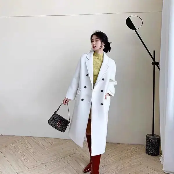 厂家直批反季羊绒双面呢大衣 品牌女装尾货妮子大衣批发