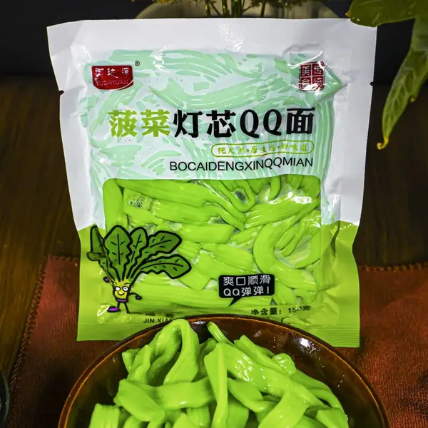 厂家供应南昌贝花春100g/150g/180g/350g菠菜灯芯QQ面特色小吃