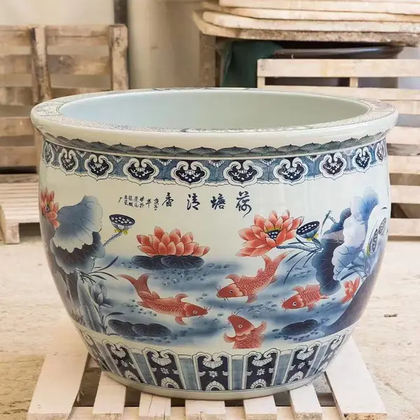 景德镇瓷器大缸厂手绘青花瓷大水缸陶瓷鱼缸睡莲荷花缸- 供应商网