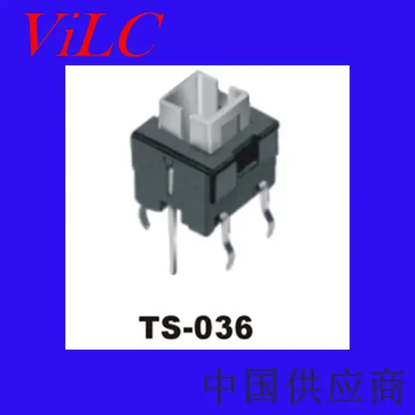 TS-036 带LED灯槽-直插轻触开关/6P插件DIP 带灯按键开关