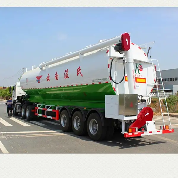 57方散装饲料运输半挂车 新型饲料罐车 可拆卸饲料罐