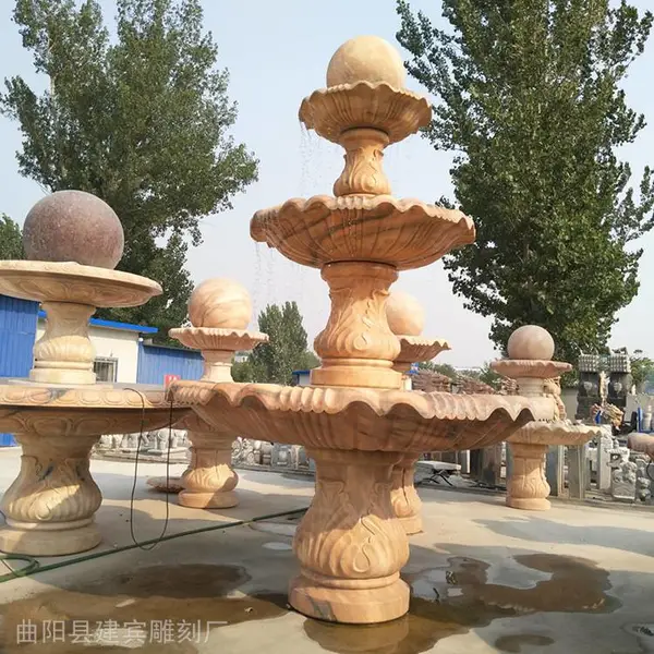 大理石水钵石雕多图庭院公园造景石头喷泉石雕
