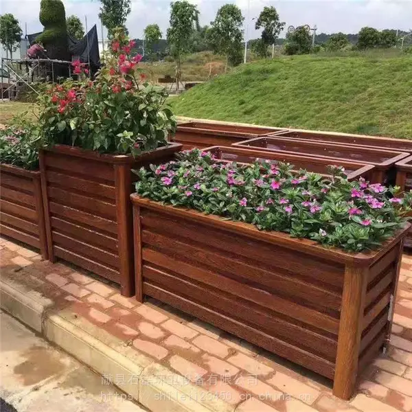 户外防腐木种植箱铝合金花箱花盆PVC工程小区市政组合道路隔离箱