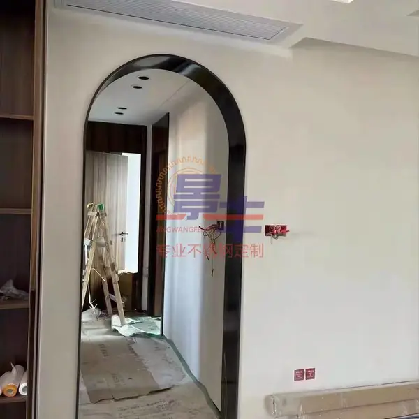 酒店不锈钢黑钛金半圆形拱门弧形收边装饰线条 哑黑无指纹