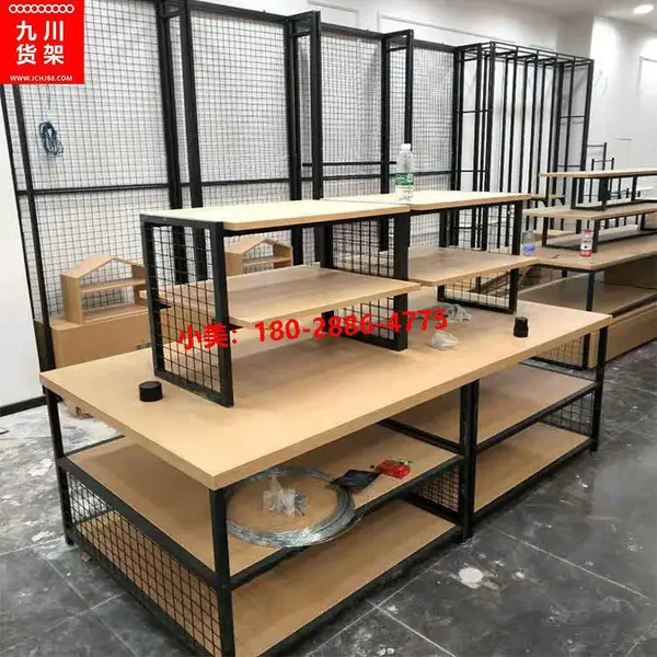 伶俐货架卡门服装中岛架,新模式名创优品货架经营