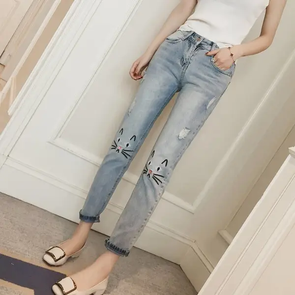 服装尾货销售高腰牛仔长裤女夏季淘宝直播卖衣服货源