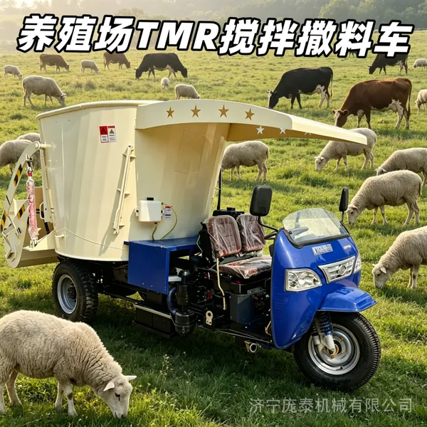源头工厂牧场撒草车 电动三轮喂料机 8方养殖四轮撒料车