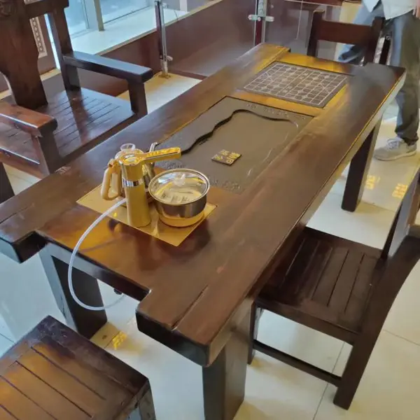 合肥实木茶桌榆木功夫茶桌老船木茶台防水茶桌会客茶桌