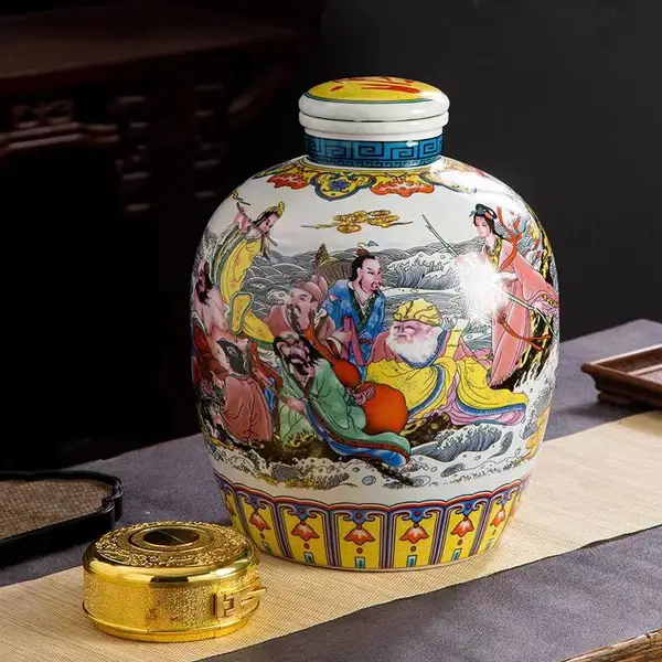 高粱酒酒坛子 八仙过海清香型酒坛 粮食酒10斤20斤大坛厂
