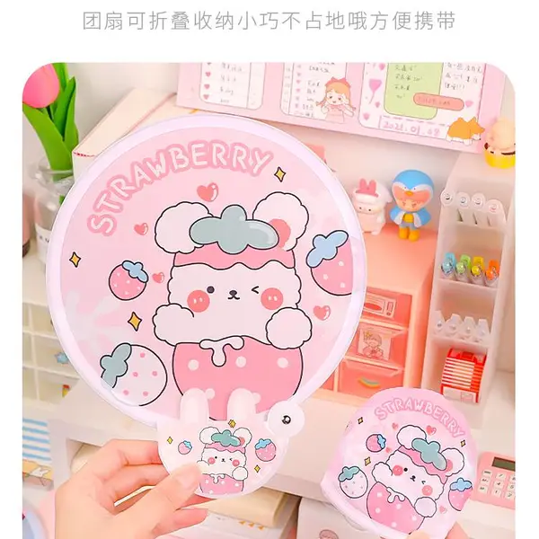 成都可爱团扇女卡通迷你布面折扇口袋圆扇儿童便携随身折叠扇子夏定制