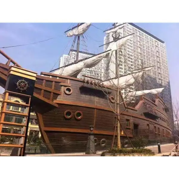 绿眉毛海船 古代风帆船摆件装饰郑和宝船 景观海盗木船制造厂