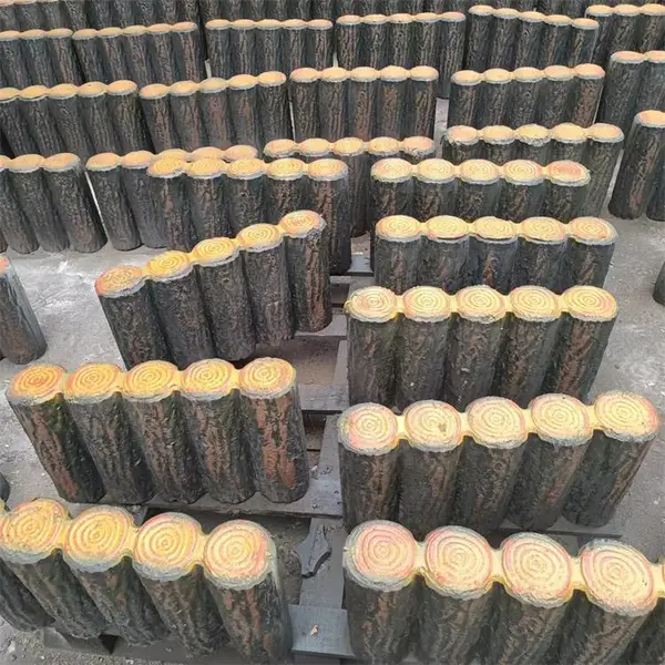 Φ10CM五连排木桩水泥制品 仿木纹树桩石成品 混凝土护栏仿树皮