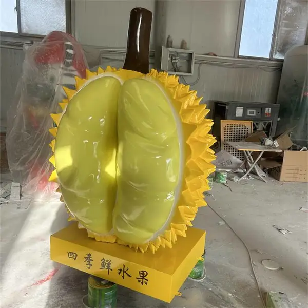 大型仿真水果榴莲雕塑 玻璃钢热带植物水果造型园林景观摆件