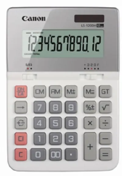 佳能(Canon)LS-1200H电子台式出纳会计财务计算器12位数太阳能商务型办公用计算器