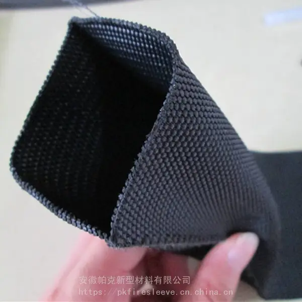 NYLON6耐磨黑色尼龙空心织带尼龙布套液压油管护套工程车专用套管