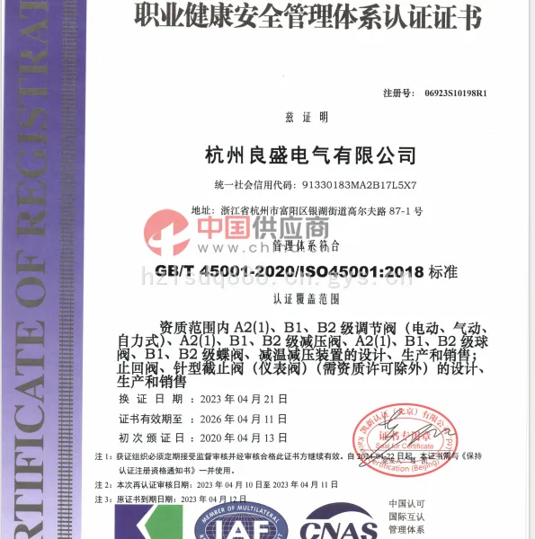 职业健康安全管理体系认证