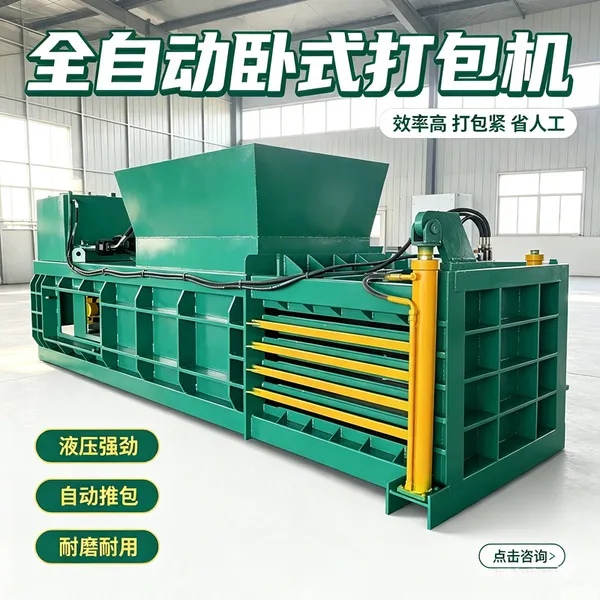 性能稳定液压打包机 塑料瓶编织袋压块机 草料加工卧式三缸打捆机