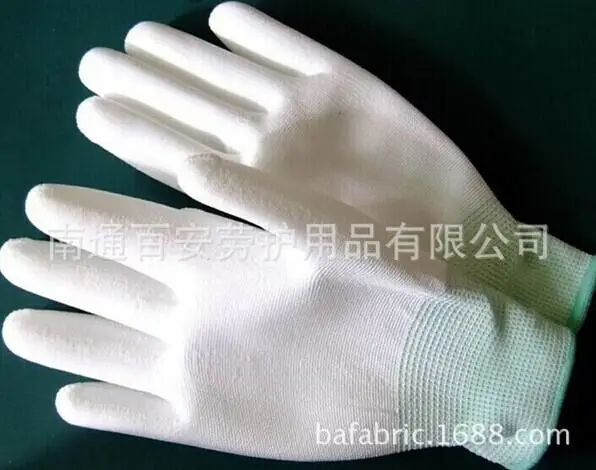 百安13针pu涂层手套,电子厂专用PU手套