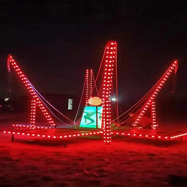 儿童游乐设备灯光蹦极跳床4人同时玩可移动跑马灯效果引流好