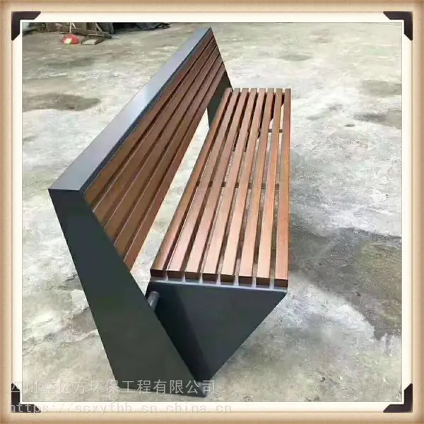 户外防腐木不锈钢公园椅铁艺长座椅园林公共休闲椅室外景观长条凳成都