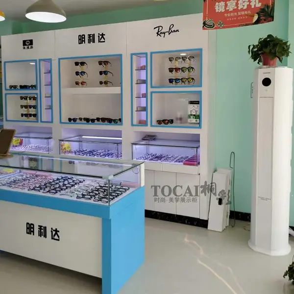 快时尚展示柜订做 小型眼镜店货架 商场展厅设计 YJ-YJ014
