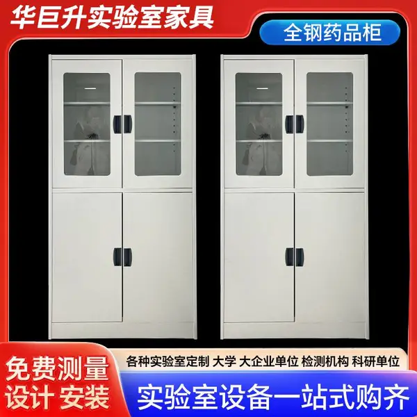 全钢药品柜试剂柜实验室玻璃器皿柜学校医院仪器柜化学样品储存柜