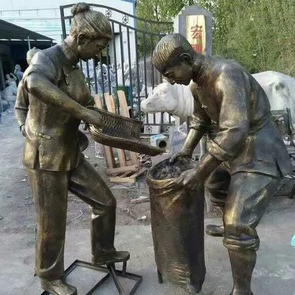 城市人物景观_农耕文化主题广场雕塑制作