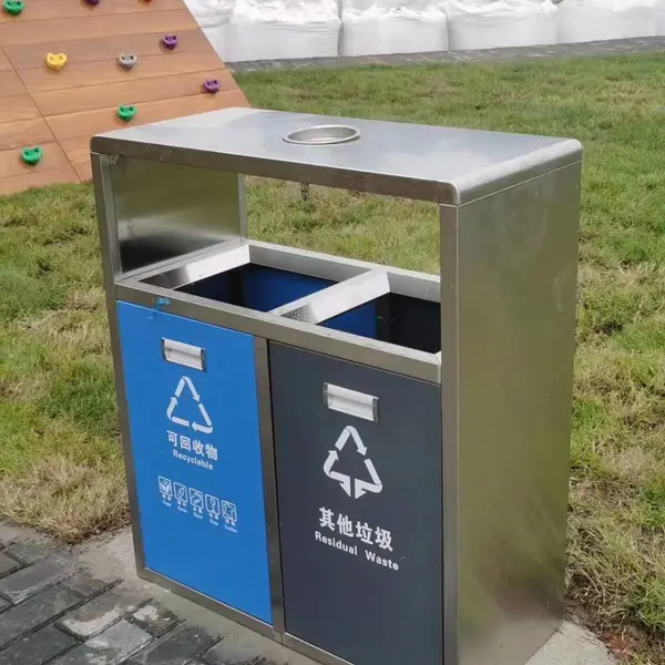 柳州KSJDAS道路商场车站 港口垃圾桶 不锈钢垃圾收集箱加工厂
