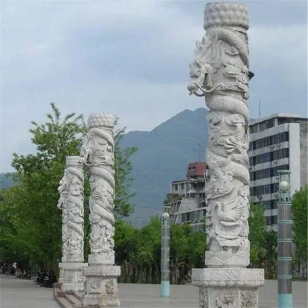 园林仿古建筑花岗岩石龙柱广场石雕龙柱盘龙柱制作